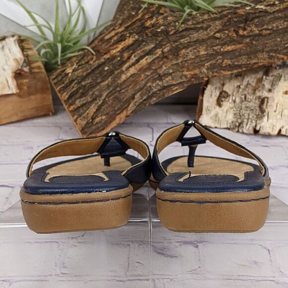 Boc Womens Slip On Leather Sandals Flip Flops - Navy Blue - Picture 5 of 9